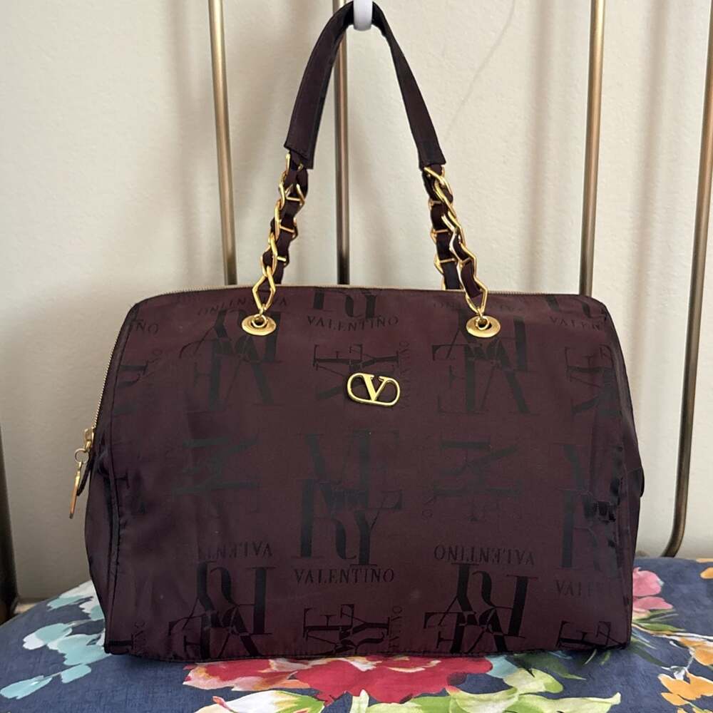 Valentino Les Sacs Burgundy Tone on Tone VERY VALENTINO Double Handle Satchel